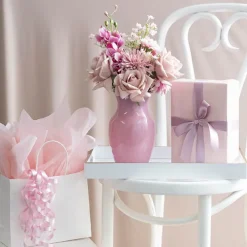 Glass Ginger Flared Vase Solid Pink (12Dx20cmH)