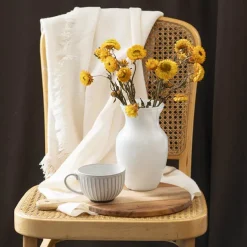 Glass Ginger Flared Vase Solid White (12Dx20cmH)