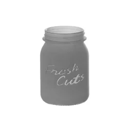 Glass Mason Jar Fresh Cuts Posy Vase Grey (9.5Dx15cmH)