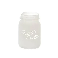 Glass Mason Jar Fresh Cuts Posy Vase White (9.5Dx15cmH)