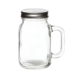 Glass Mason Jar Large with Handle and Lid Clear (13Dx15cmH)