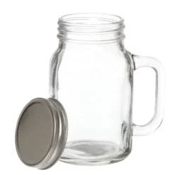 Glass Mason Jar Large with Handle and Lid Clear (13Dx15cmH)