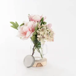 Glass Mason Jar Med with Handle and Lid Clear (8.5x13.5cmH)