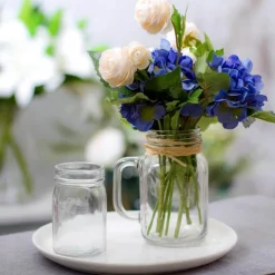 Glass Mason Jar Med with Handle and Lid Clear (8.5x13.5cmH)