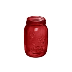 Glass Mason Jar Medium Red (8.5x13.5cmH)