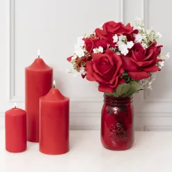 Glass Mason Jar Medium Red (8.5x13.5cmH)