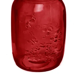 Glass Mason Jar Medium Red (8.5x13.5cmH)