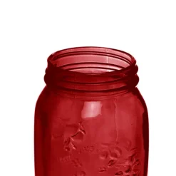 Glass Mason Jar Medium Red (8.5x13.5cmH)