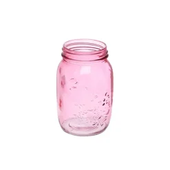 Glass Mason Jar Medium Tint Pink (8.5x13.5cmH)