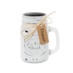 Glass Mason Jar Village Collection White (10x8x13.5cmH)