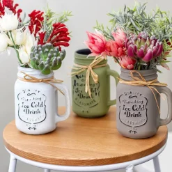 Glass Mason Jar Village Collection Grey (10x8x13.5cmH)