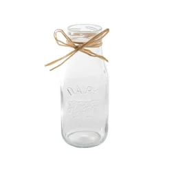 Glass Milk Bottle Clear (6cmDx15.5cmH)