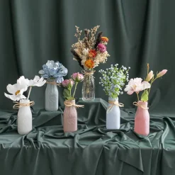 Glass Milk Bottle Solid Glossy Pink (6cmDx15.5cmH)