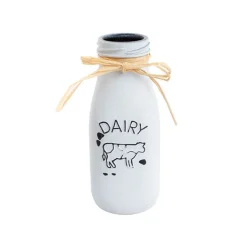 Glass Milk Bottle Village Collection White (6cmDx15.5cmH)