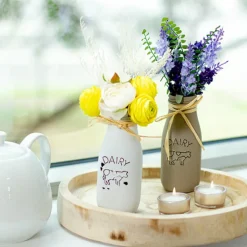 Glass Milk Bottle Village Collection Grey (6cmDx15.5cmH)