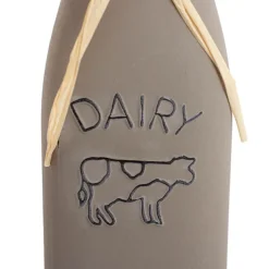 Glass Milk Bottle Village Collection Grey (6cmDx15.5cmH)