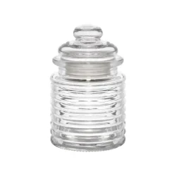 Glass Mini Jar Circles with Lid Clear (7.5Dx12cmH)