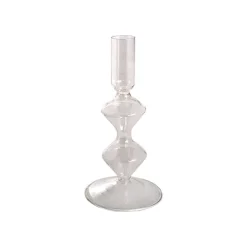 Glass Palma Dinner Taper Candle Holder (8x17.5cmH)