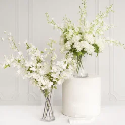 Glass Rosette Vase Concaved Sided Clear (12Dx20cmH)