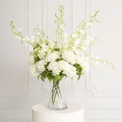 Glass Rosette Vase Concaved Sided Clear (12Dx20cmH)