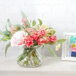 Glass Rosy Posy Vase Clear (15.3DX12.2cmH)