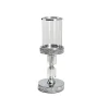Glass Sleeve Pillar Candle Holder Stand Silver (32cmH)