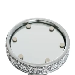 Glass Sleeve Pillar Candle Holder Stand Silver (32cmH)