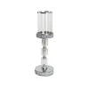 Glass Sleeve Pillar Candle Holder Stand Silver (38cmH)