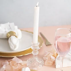 Glass Swindon Dinner Taper Candle Holder Clear (8Dx10cmH)