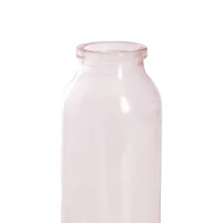 Glass Tall Milk Bottle Pink (5.5x16cmH)