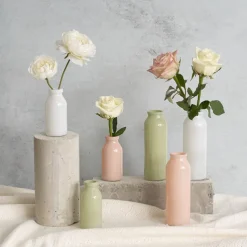 Glass Tall Milk Bottle Solid Glossy Sage (5.5x16cmH)