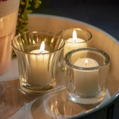 Glass Tealight Candle Holder Flared Clear (8x7cmH)
