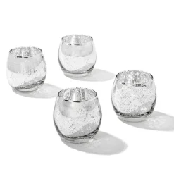 Glass Tealight Candle Holder Mini Sphere Silver (5.5x6cmH)