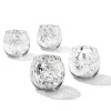 Glass Tealight Candle Holder Mini Sphere Silver (8x6.7cmH)