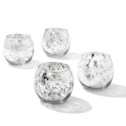 Glass Tealight Candle Holder Mini Sphere Silver (8x6.7cmH)