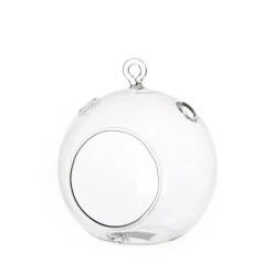 Glass Tealight HolderHanging Ball 10cmD*12cmH Clear