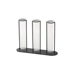 Glass Three Tube Bud Vase Metal Frame Black (23.6x17.5cmH)