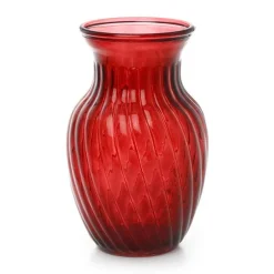 Glass Twist Country Bella Vase Tint Red (12Dx20cmH)