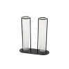 Glass Two Tube Vase Metal Frame Black Large (15.6Dx17.5cmH)