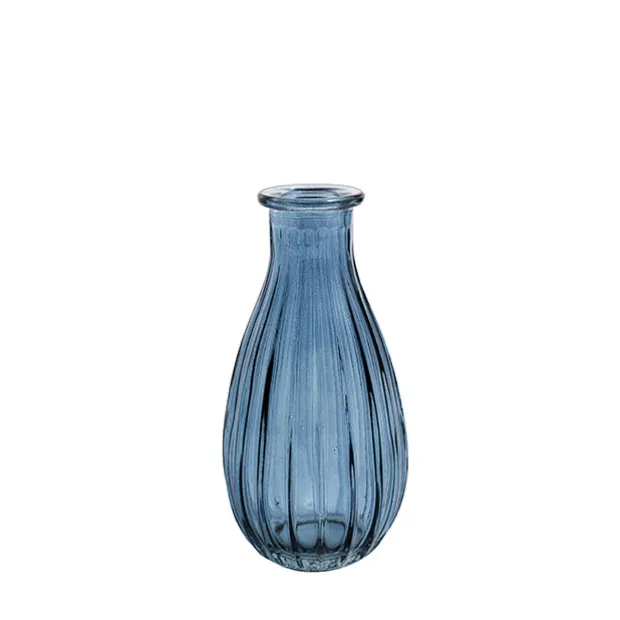 Glass Vintage Bottle Cafe Bud Vase French Blue (7x14.5cmH)