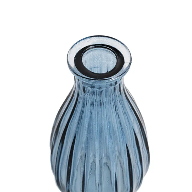 Glass Vintage Bottle Cafe Bud Vase French Blue (7x14.5cmH)