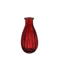 Glass Vintage Bottle Cafe Bud Vase Red (7x14.5cmH) 220ml