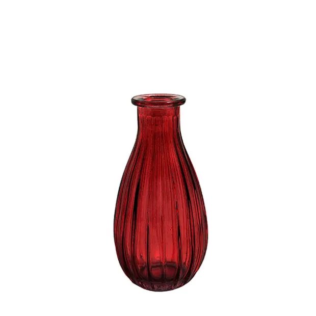 Glass Vintage Bottle Cafe Bud Vase Red (7x14.5cmH) 220ml