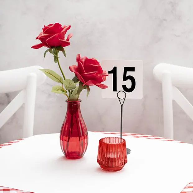 Glass Vintage Bottle Cafe Bud Vase Red (7x14.5cmH) 220ml