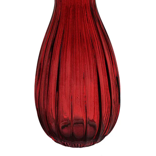 Glass Vintage Bottle Cafe Bud Vase Red (7x14.5cmH) 220ml