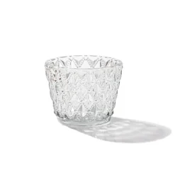Glass Votive Candle Holder Diamond Pattern Clear (7.5x6cmH)