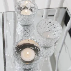 Glass Votive Candle Holder Diamond Pattern Clear (7.5x6cmH)