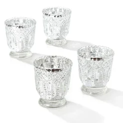 Glass Votive Candle Holder Heirloom Silver (7.2x7.6cmH)