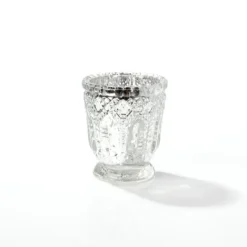 Glass Votive Candle Holder Heirloom Silver (7.2x7.6cmH)