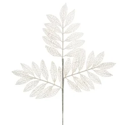 Glitter Artificial Leaf Spray Iridescent White (70cmH)